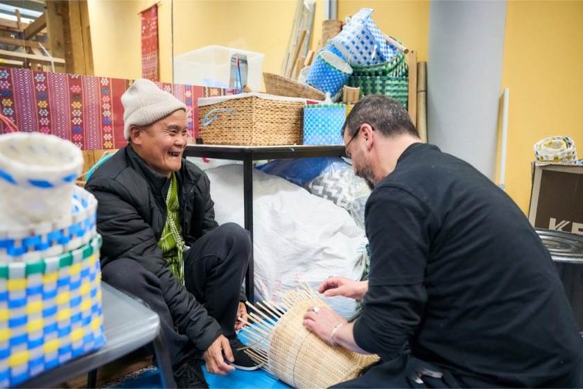 Weavers from the communities of Burma share their skills at the Wyndham CEC Cultural learning Showcase day, WLF 2024